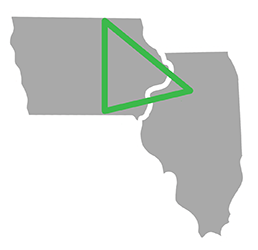 Diagram of Rock Island, Mercer and Henry counties in Illinois and Scott county in Iowa